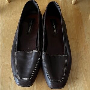 Enzo Angiolini Dark Brown Leather Slip-On Loafers